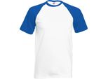 Maglietta Da Baseball Fruit Of The Loom Uomo, Manica Corta BC327 (S) (Bianco/Royal)