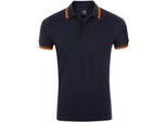 Polo A Manica Corta In Piqué Con Punta Pasadena PC2431 (M) (Blu Scuro/Arancione)