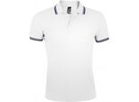 Sols Polo Pasadena A Manica Corta In Piqué Con Punta PC2431 (S) (Bianco/Blu Navy) Uomo