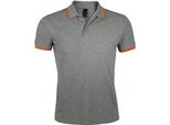 Polo Pasadena Tipped A Manica Corta In Piqué PC2431 (M) (Grigio/Arancione) Sols Uomo