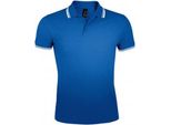 Sols Polo Pasadena A Manica Corta In Piqué A Punta Da Uomo PC2431 (M) (Blu Reale/Bianco)