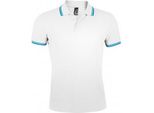 Polo Pasadena Tipped A Manica Corta In Piqué PC2431 (M) (Bianco/Blu Acqua) Sols Uomo