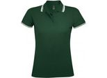 Sols Polo Pasadena Piqué Donna, Manica Corta PC2432 (Large) (Verde Abete/Bianco)