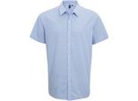 Camicia Premier Da Uomo A Quadri Vichy, Manica Corta PC3100 (L) (Azzurro/Bianco)