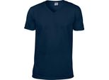 T-Shirt Gildan Soft Style Da Uomo, Scollo A V, Manica Corta BC490 (M) (Blu Navy)