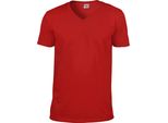 Maglietta Da Uomo Gildan Soft Style, Scollo A V, Maniche Corte BC490 (3XL) (Rosso)