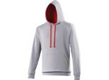 Pullover Con Cappuccio Awdis / Felpa Con Cappuccio RW165 (2XL) (Grigio Screziato/Rosso Fuoco)