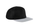 Berretto Da Baseball Beechfield Unisex Flat Peak RW262 (Taglia Unica) (Nero/Grigio Chiaro)