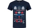 Star Wars Herren Maglietta Natalizia Fair Isle Del Lato Oscuro NS4109 (2XL) (Blau)