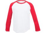 Maglietta Da Baseball A Maniche Lunghe Skinni Minni Per Bambini RW4755 (7-8 Anni (128)) (Bianco/Rosso)