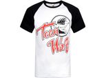 Maglietta Ufficiale Teen Wolf Logo Raglan Da Uomo NS4575 (S) (Bianco/Nero)