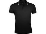 Sols Polo Pasadena A Manica Corta In Piqué A Punta Da Uomo PC2431 (M) (Nero/Bianco)