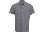 Camicia Premier Da Uomo A Quadri Vichy, Manica Corta PC3100 (L) (Nero/Bianco)