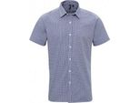 Camicia Premier Da Uomo A Quadri Vichy, Manica Corta PC3100 (Xl) (Blu Navy/Bianco)
