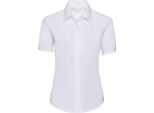 Russell Collection Easy Care Oxford Bluse, Kurzarm BC1024 (Xl) (Weiß)