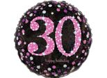 Amscan 3378501 Palloncino In Foil Buon Compleanno 30 - Ø 43 Cm, Nero/Rosa, Coriandoli