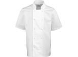 Giacca Da Cuoco Premier Unisex, Manica Corta Con Bottoni A Pressione (2 Pezzi/Confezione) RW6824 (S) (Bianco)