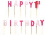 Amscan Candele Per Torte Buon 1° Compleanno, Rosa SG11995 (Taglia Unica) (Rosa)