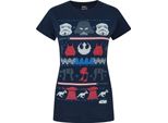 Maglietta Natalizia Star Wars Dark Side Fair Isle Da Donna NS4237 (L) (Blu)