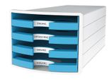 Han 1013-54 Cassettiera Impuls - A4/C4, 4 Cassetti Aperti, Bianco/Azzurro