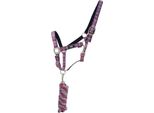 Cavezza Hy Tartan Con Corda Per Il Guinzaglio BZ484 (Pony) (Lampone/Bianco/Blu Navy)