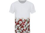 T-Shirt Grindstore Da Uomo Con Teschi E Rose GR1656 (L) (Bianco/Rosso)