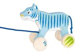 Goki 54888 Giocattolo Da Tirare Della Tigre 17,6 X 7,6 X 14,8 Cm, Legno, Blu
