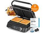 N8WERK Premium Waffle Maker Waffle Belgi Doppio Elemento Riscaldante 5 Programmi 7 Livelli Di Doratura Display Lcd Timer Piastre Riscaldanti Per Waffle Soffici