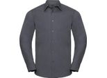 Camicia Da Uomo In Popeline Russell Collection, Manica Lunga, Easy-Care BC1018 (S) (Grigio)