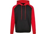 Build Your Brand - Felpa Con Cappuccio "Basic"" Da Uomo RW8065 (2XL) (Nero/Rosso)"