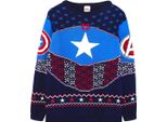 Capitan America - Felpa Per Uomo/Donna Unisex - Design Natalizio NS6464 (Xxl) (Blu/Navy/Rosso)