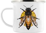 Grindstore - Tazza Da Caffè, "Queen Bee"" GR1540 (Taglia Unica) (Bianco/Giallo)"