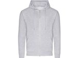 Awdis - Felpa Con Cappuccio Con Zip Integrale In Cotonelogico Da Uomo PC4389 (S) (Grigio Screziato)