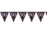 Amscan - Sparkling - Bandiere "Celebration"", 90° SG15276 (Taglia Unica) (Nero/Rosa)"