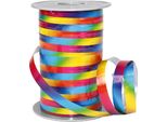 PrÄSent 4259-099 PrÄSent Geschenkband Poly Rainbow Einseitig Hochglanzbeschichtet/RüCkseite Matt Blau, Rot, Gelb Und GrüN 10 Mm X 200 M