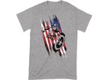 Capitan America - Maglietta Uomo/Donna Unisex BI102 (Xxl) (Grigio Screziato)