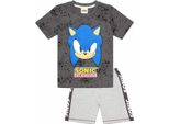 Sonic The Hedgehog - Pigiama "Gaming"" Con Pantaloncini Da Bambino NS5752 (140) (Grigio)"