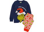 Il Grinch - Pigiama Per Bambini - Disegno Natalizio NS6548 (128) (Blu/Verde/Bianco/Rosso)