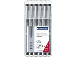 16X Staedtler® 308 SB6P Penna A Punta Fine Pigmentata - Astuccio Con 6 Colori, Nero