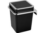 Bremermann Savona Cestino Per Cosmetici Con Supporto A Parete, Con Coperchio Girevole, Secchio Da Bagno, Plastica, 6 Litri (Nero, Quadrato)