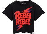 David Bowie - Maglietta Corta "Rebel Rebel"" Da Donna NS6818 (Xxl) (Nero/Rosso)"