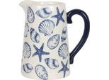 Something Different - Brocca Per Fiori "Coastal Charm"", Conchiglie SD4055 (18 Cm X 12 Cm X 17 Cm) (Bianco/Bianco/Blu/Blu)"
