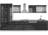 Vicco Cucina Componibile R-Line, 350 Cm Con Armadio Alto, Senza Piano Di Lavoro, Antracite Lucido/Bianco