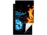 Darhaus Piastra Di Copertura Per Stufa 1 Pezzo 30X52 Cm Tappetino Antiscivolo Roll-Up, Nero - Acqua - Fuoco
