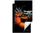 Darhaus Piastra Di Copertura Per Stufa 1 Pezzo 30X52 Cm Tappetino Antiscivolo Roll-Up, Nero - Acqua - Arancione