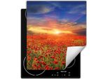 Darhaus Piastra Di Copertura Per Stufa 45X52 Cm Tappetino Antiscivolo Roll-Up, Rosso - Poppies