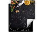 Darhaus Piastra Di Copertura Per Fornelli 45X52 Cm Tappetino Antiscivolo Roll-Up, Ardesia - Frutti Di Mare