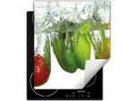 Darhaus Piastra Di Copertura Per Fornelli 45X52 Cm Tappetino Antiscivolo Roll-Up, Acqua - Paprika
