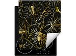 Darhaus Piastra Di Copertura Per Fornelli 45X52 Cm Tappetino Antiscivolo Roll-Up, Nero - Fiori
