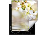 Darhaus Piastra Di Copertura Per Stufa 45X52 Cm Tappetino Antiscivolo Roll-Up, Bianco - Fiori